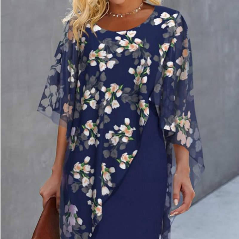 Amanda™ – Vestido com Sobreposição Floral