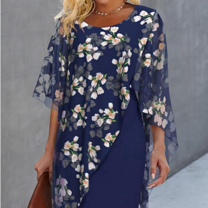 Amanda™ – Vestido com Sobreposição Floral