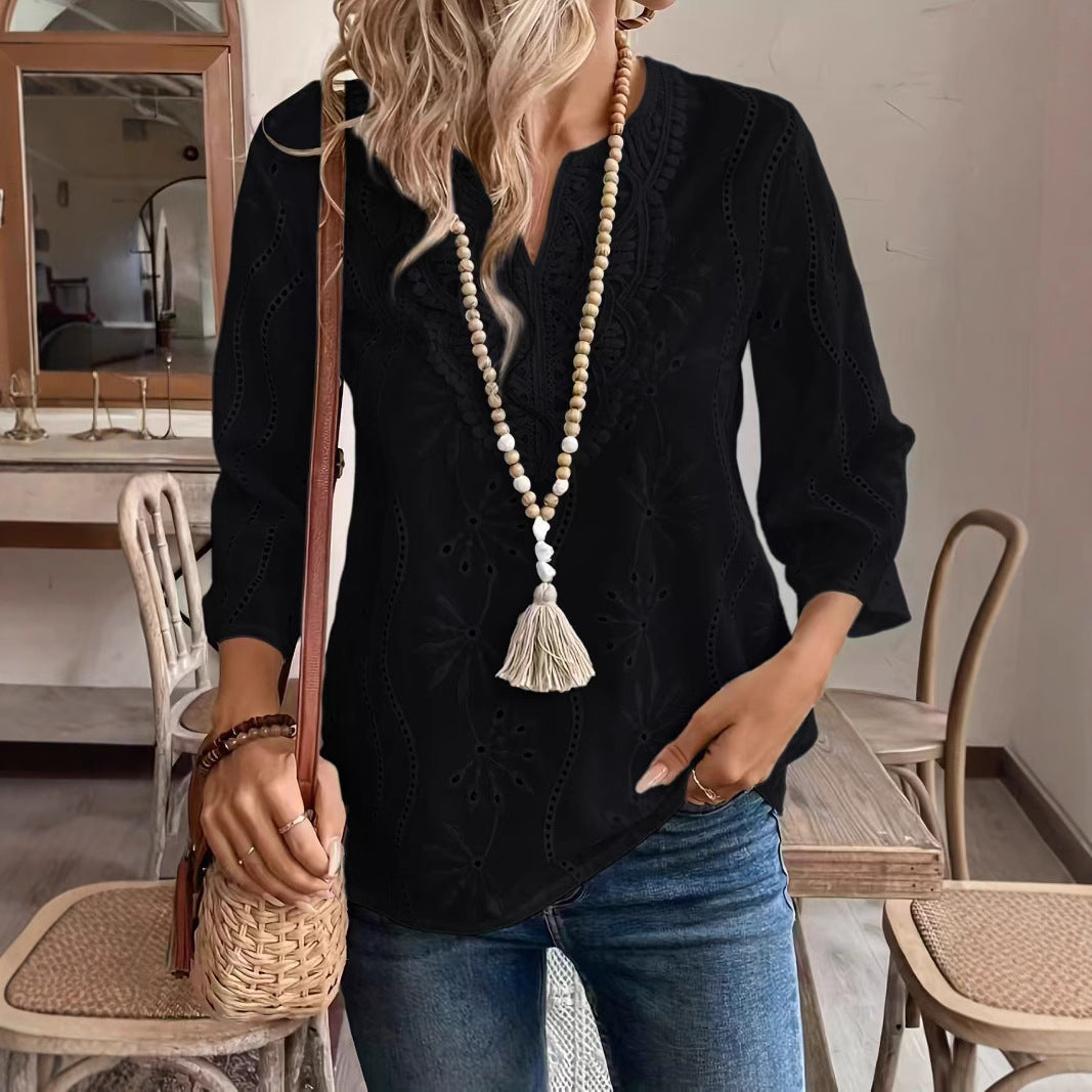 Gabrielle™ - Blusa de renda chiffon