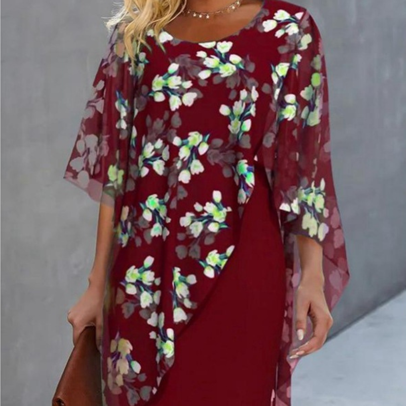 Amanda™ – Vestido com Sobreposição Floral